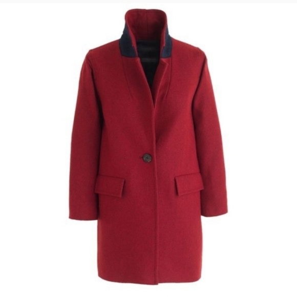 J. Crew Jackets & Blazers - J. Crew Burgundy Red Wool Melton Boyfriend Topcoat Coat